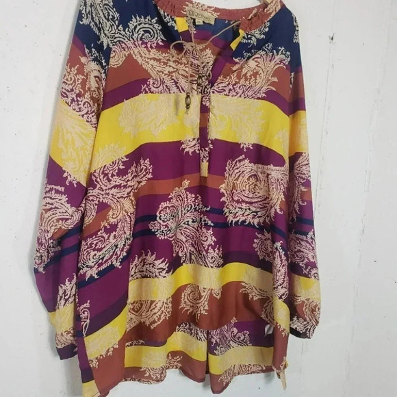 Democracy 1X Tunic Top Boho Hippie Multicolored Southwestern Festive NEW - Picture 4 of 7